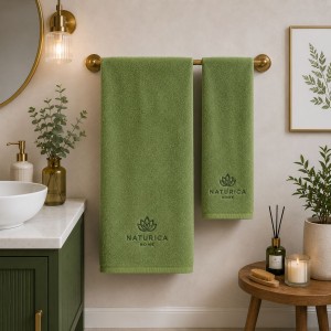 Logolu El ve Banyo Havlusu Takımı Yeşil 50x90cm 70x140cm